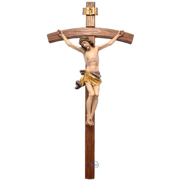 Kruzifix-Korpus mit gebogenem geschnitzten Kreuz - COLOR