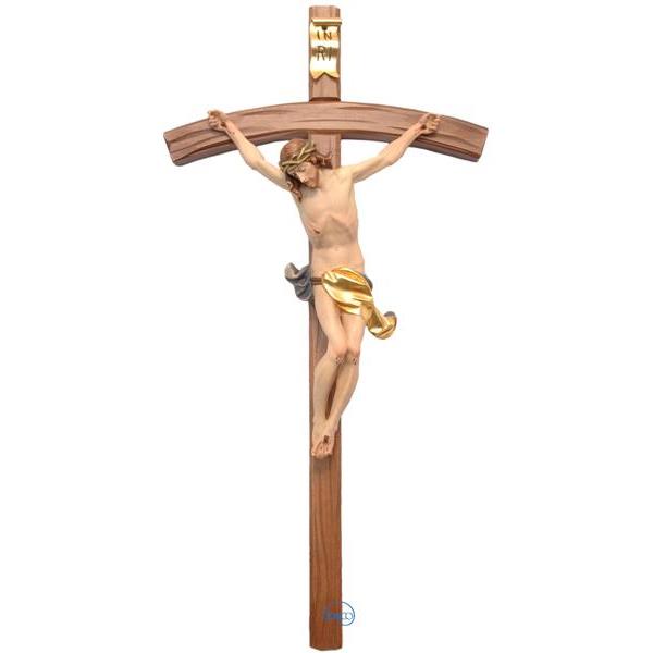 Kruzifix-Korpus mit gebogenem geschnitzten Kreuz - COLOR
