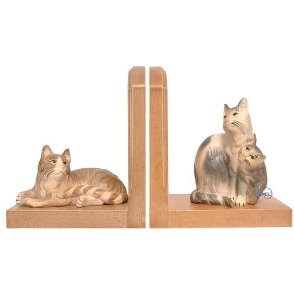Paar Bücherstützen mit Katze liegend 9171 6 cm und Katzengruppe 9173 10 cm  - COLOR