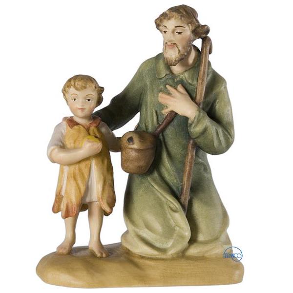 Shepherd kneeling with child - COLOR