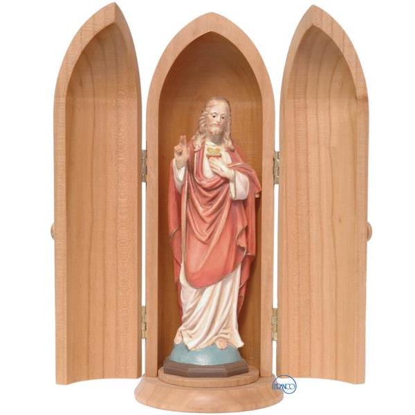 Sagrado Corazón de Jesús 12 cm en nicho - COLOR