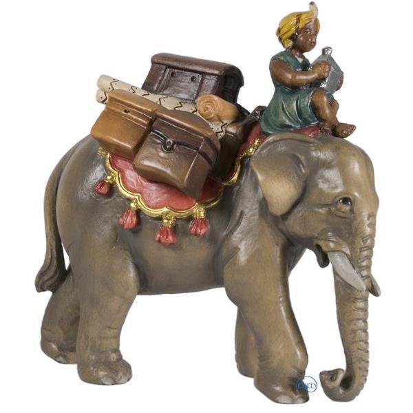 Éléphant chargé de marchandises et son conducteur - COLOR